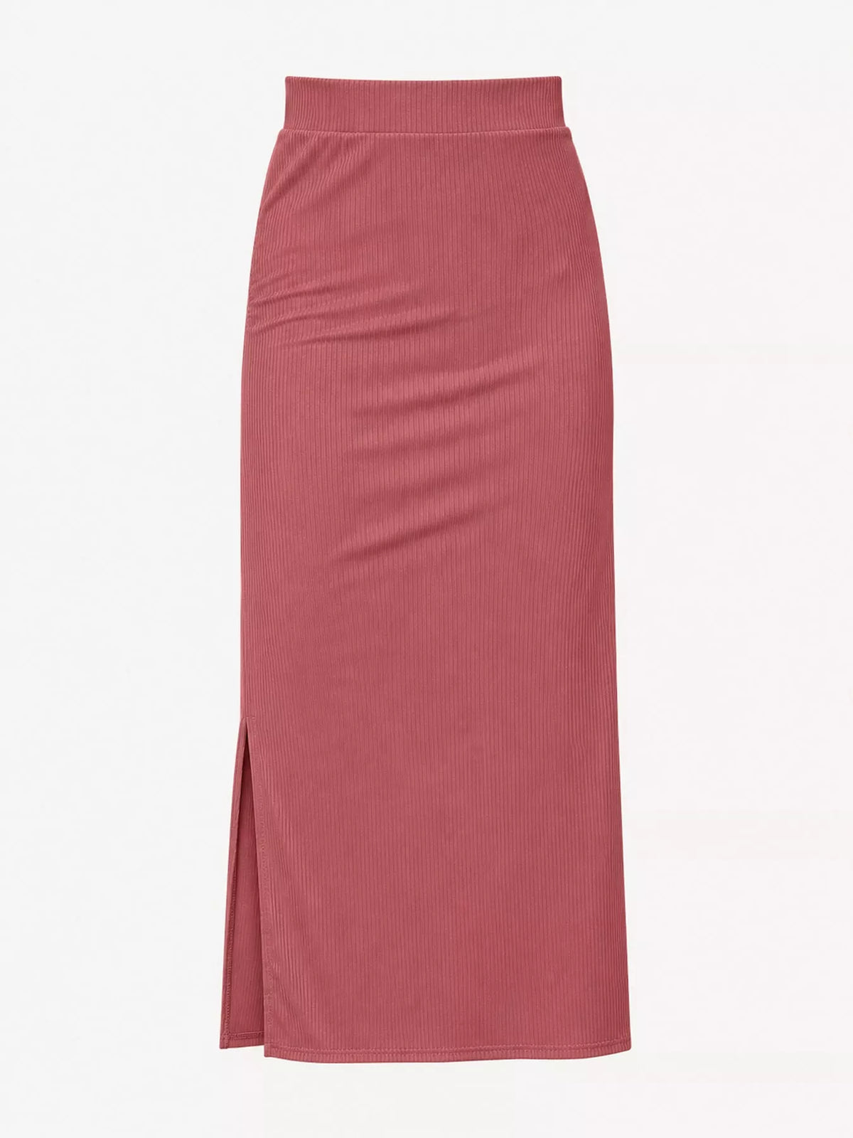 Pink side slit skirt — front view
