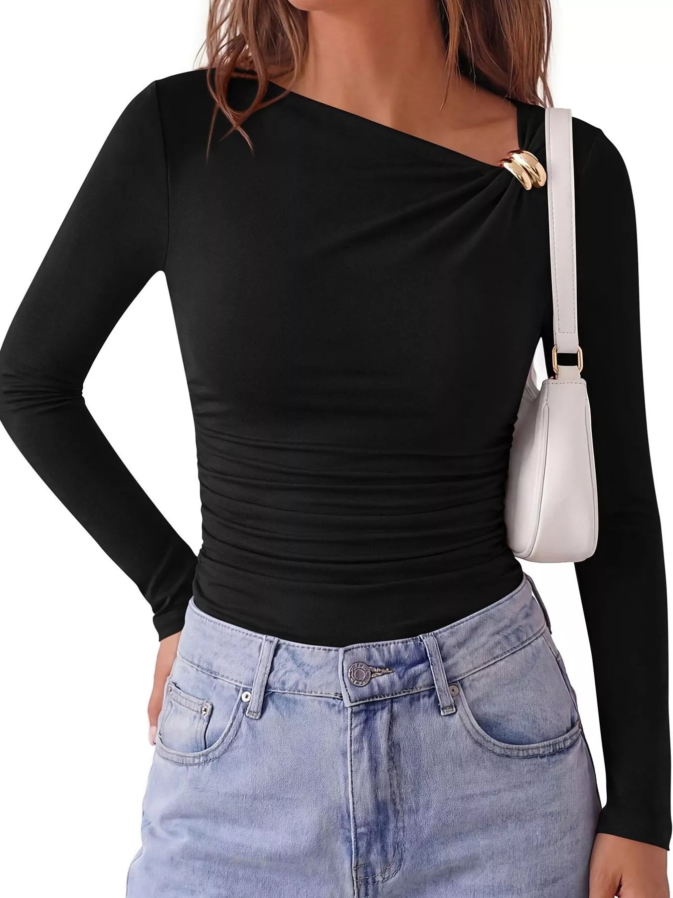Trendsi Metal Detail Long Sleeve T-Shirt -