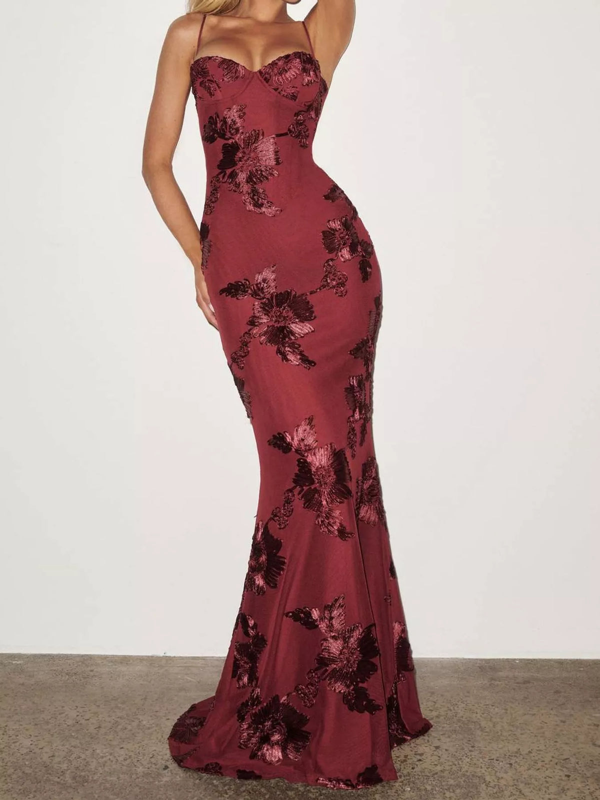 Floral spaghetti-strap maxi dress