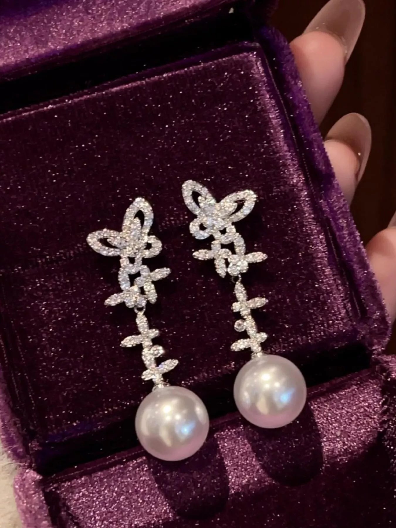 Trendsi Butterfly Pearl Drop Earrings -