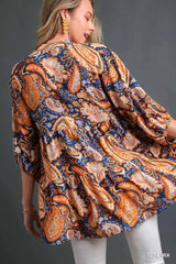 Trendsi Umgee Mix Paisley Boho Tunic Blouse -