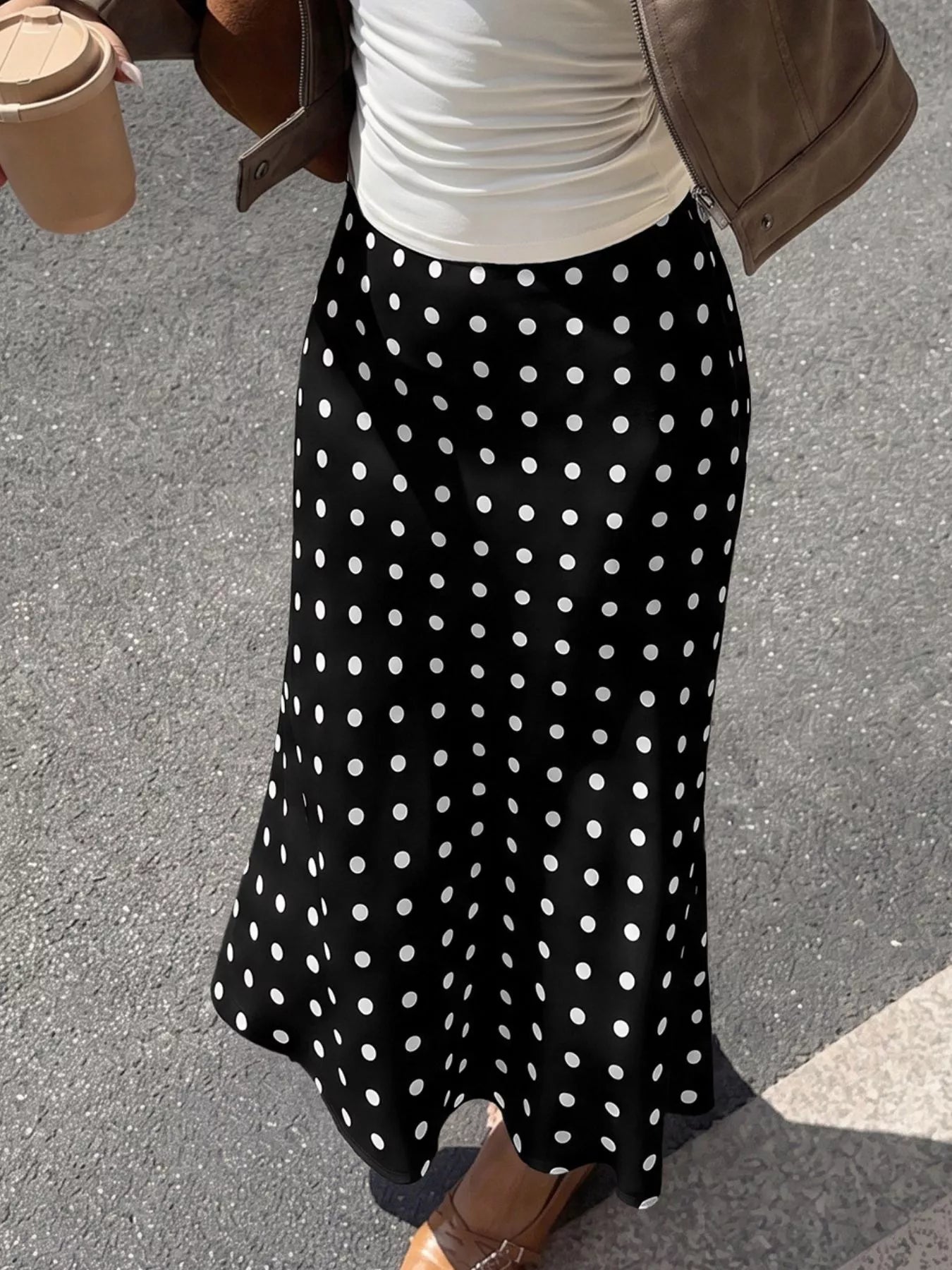 Trendsi Polka Dot Midi Skirt -