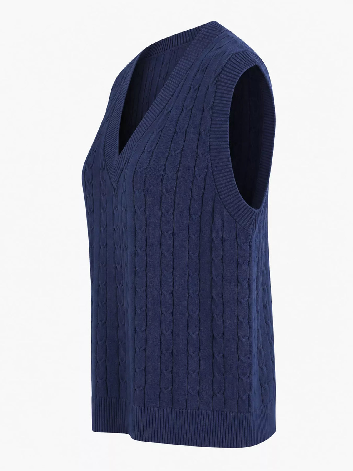 Cable-knit sweater vest, navy side