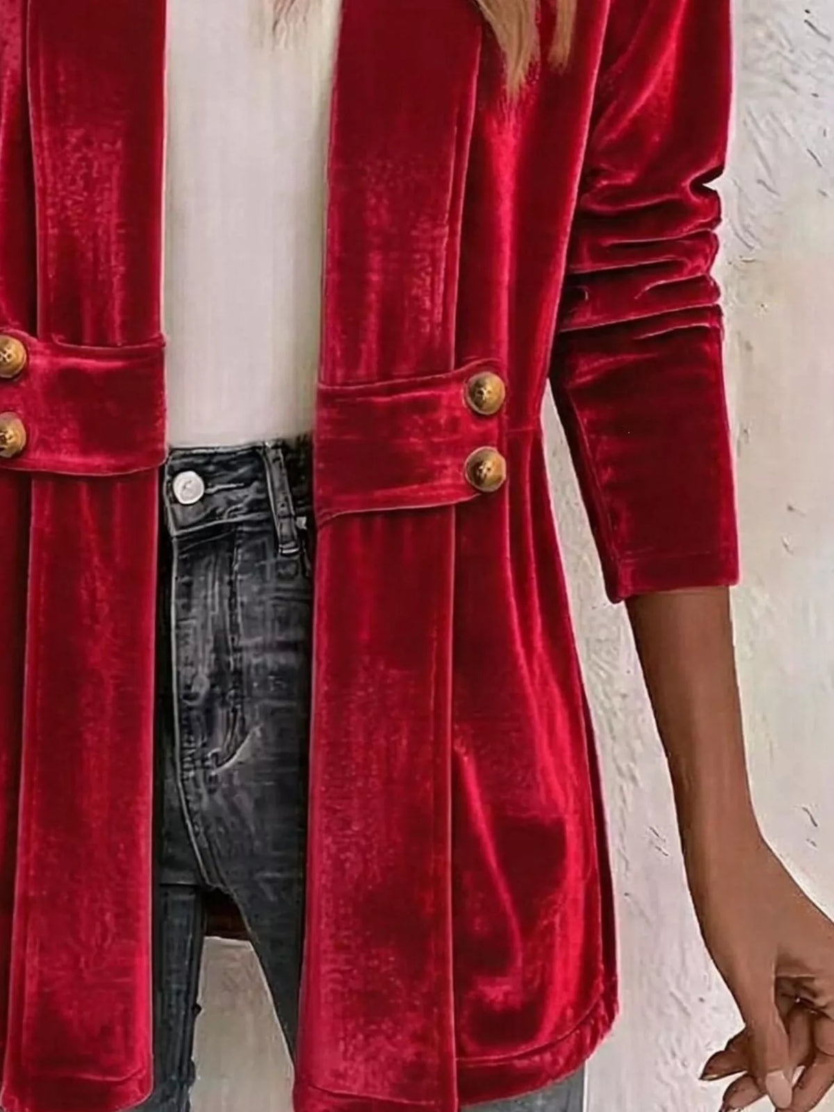Trendsi Full Size Velvet Open-Front Cardigan Plus Size -