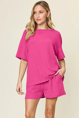 Trendsi Double Take Basic style Round Neck Solid Set -