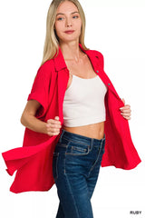 Trendsi Zenana Woven Airflow Button Down Shirt -