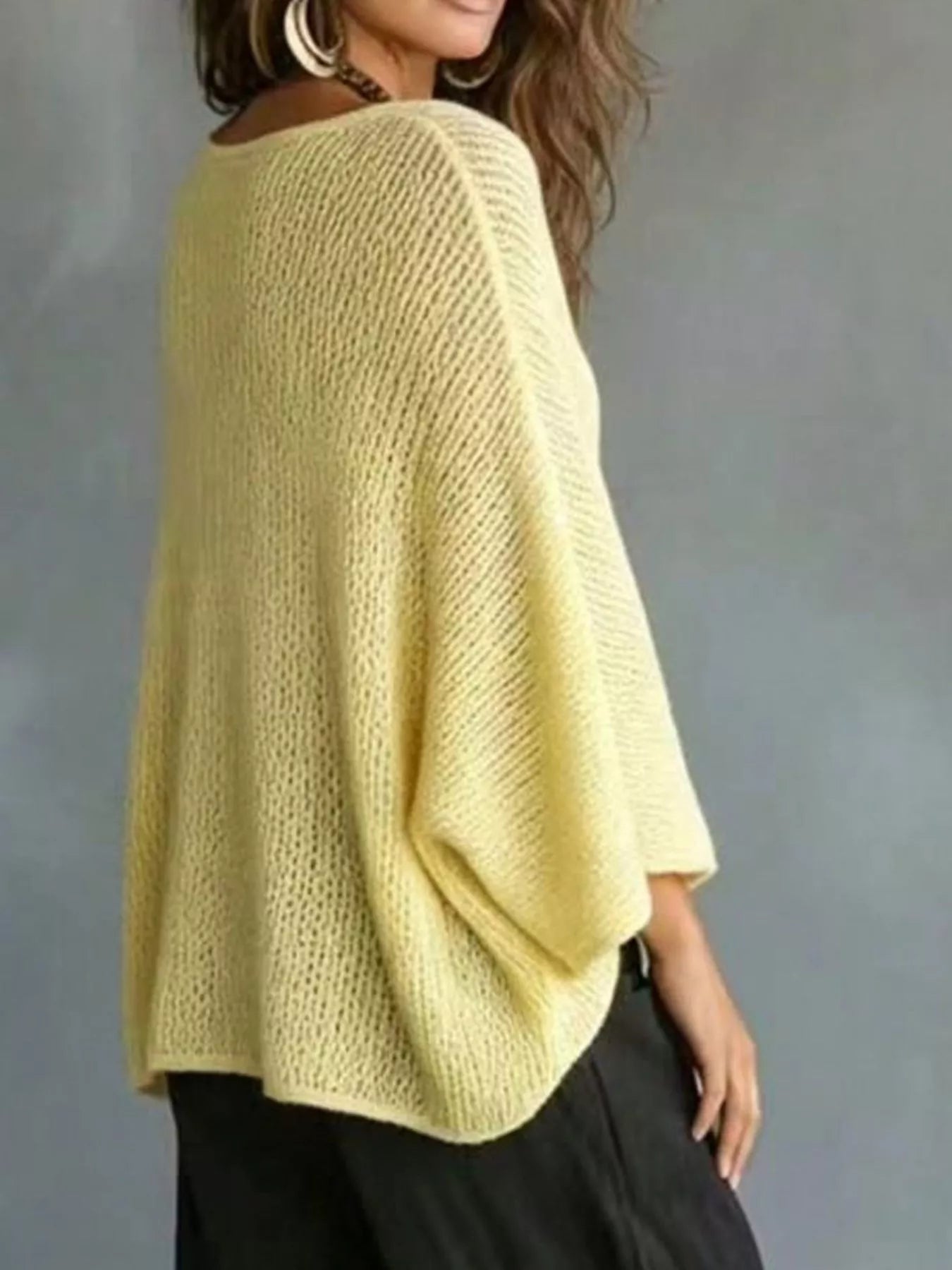 Trendsi V-Neck Batwing Sleeve Sweater -