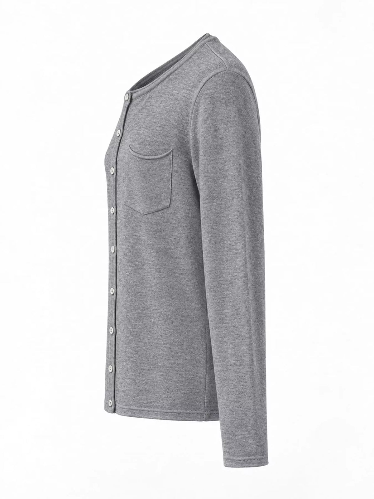 Round neck long sleeve cardigan, product view