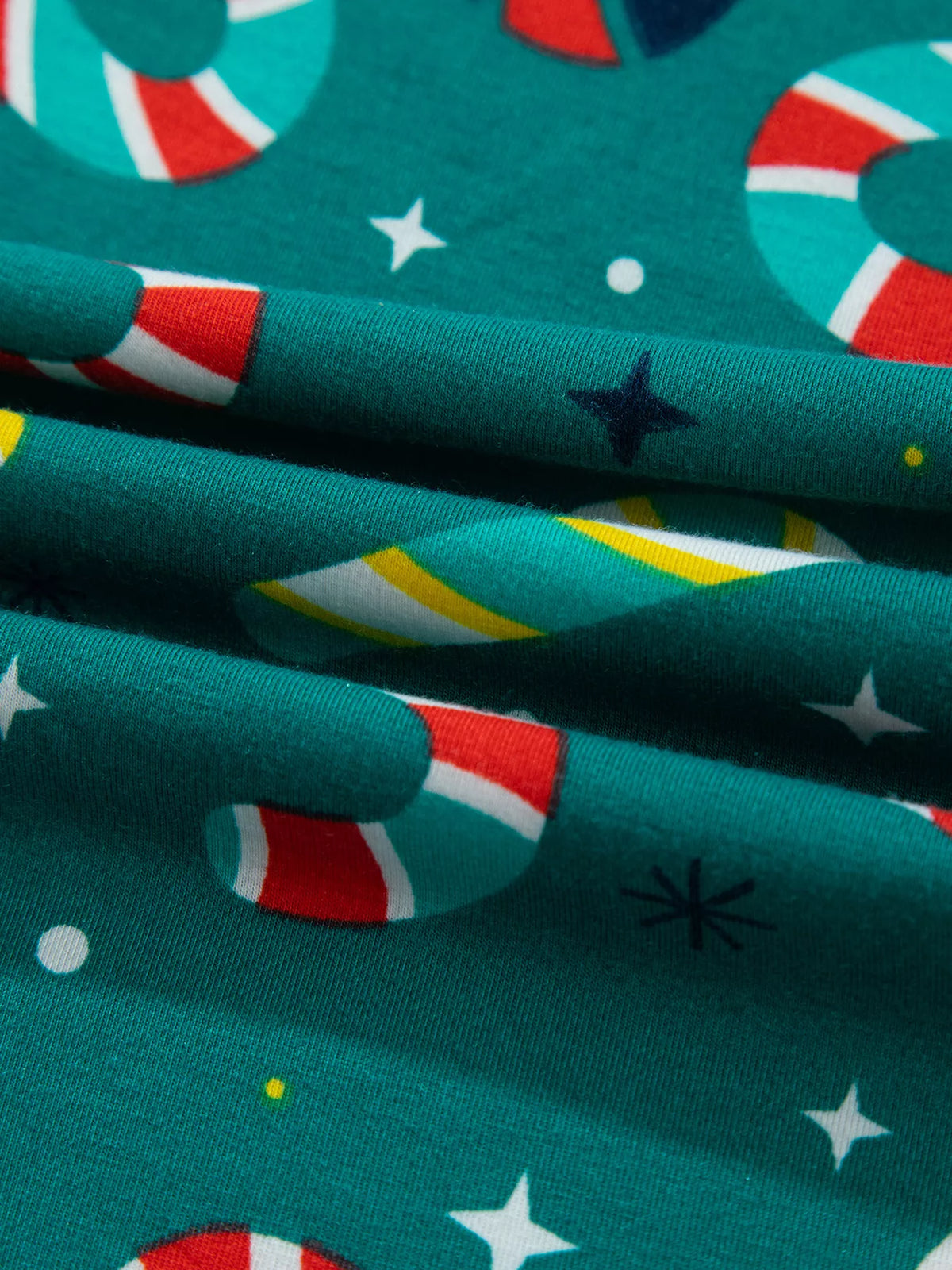 Candy-cane lounge set, candy cane fabric close up