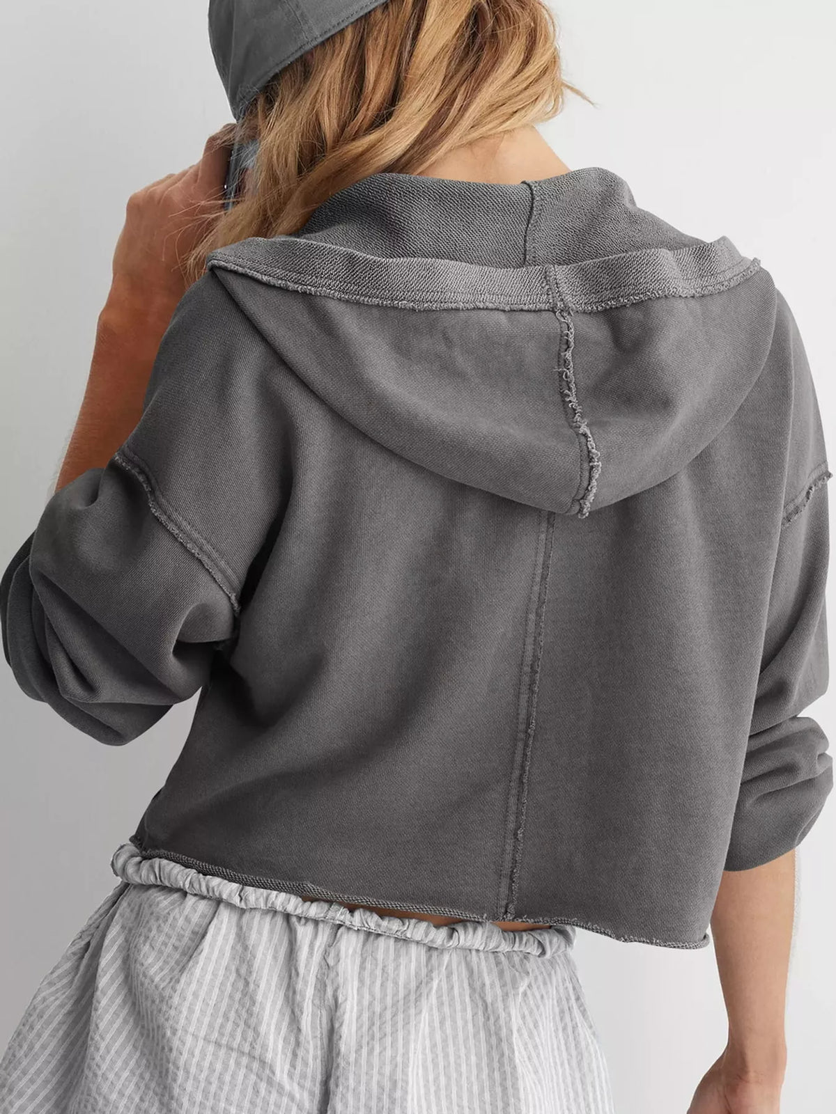 Cropped hoodie, dark gray back