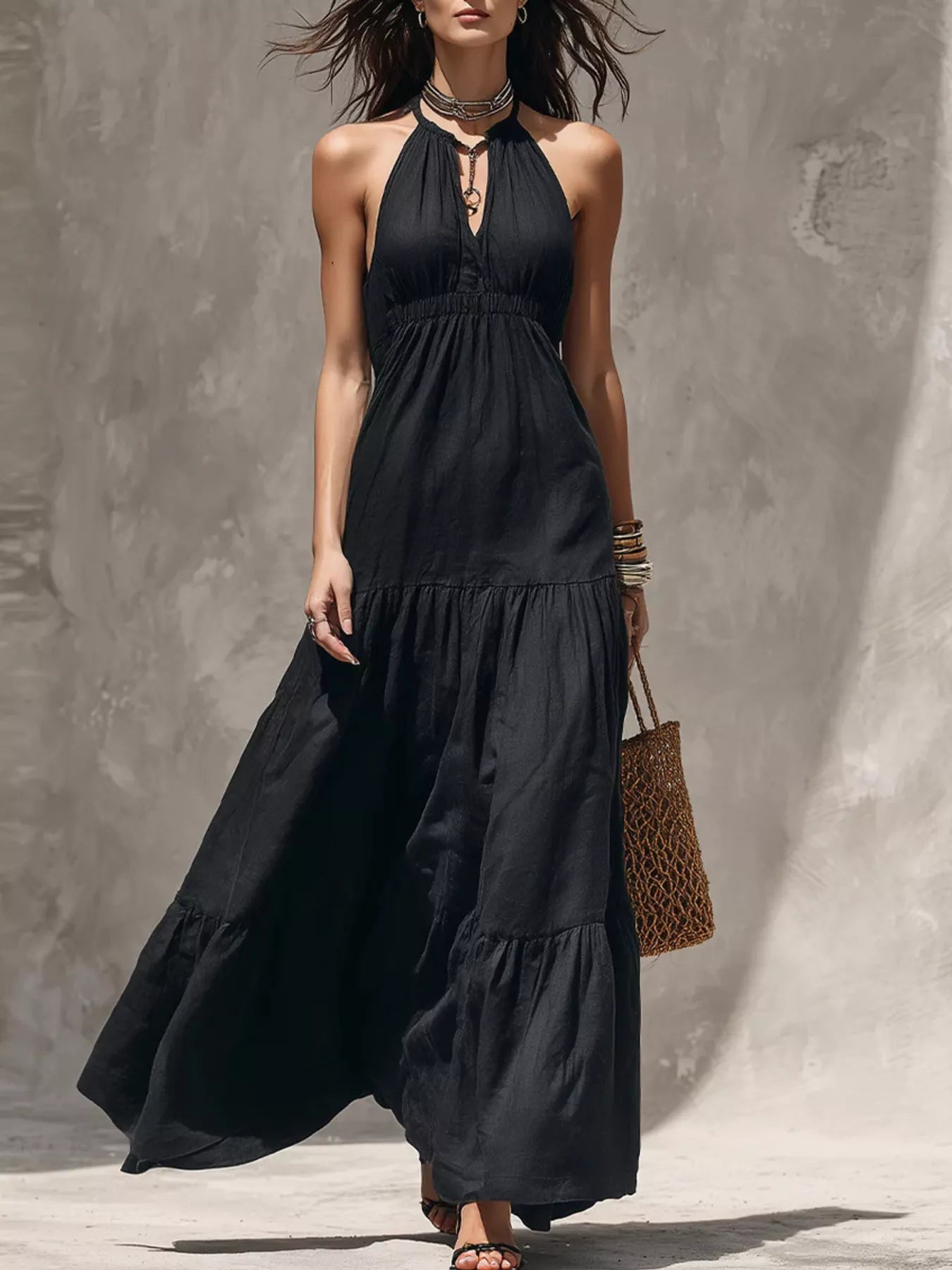 Trendsi Sleeveless Tiered Maxi Dress -