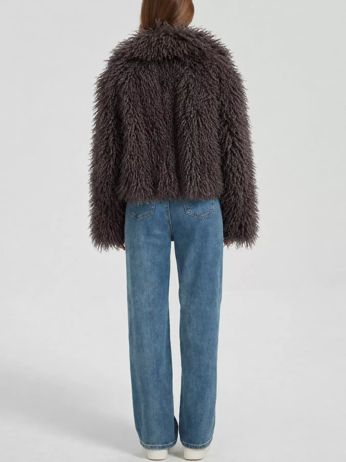 Collared long sleeve jacket, back view