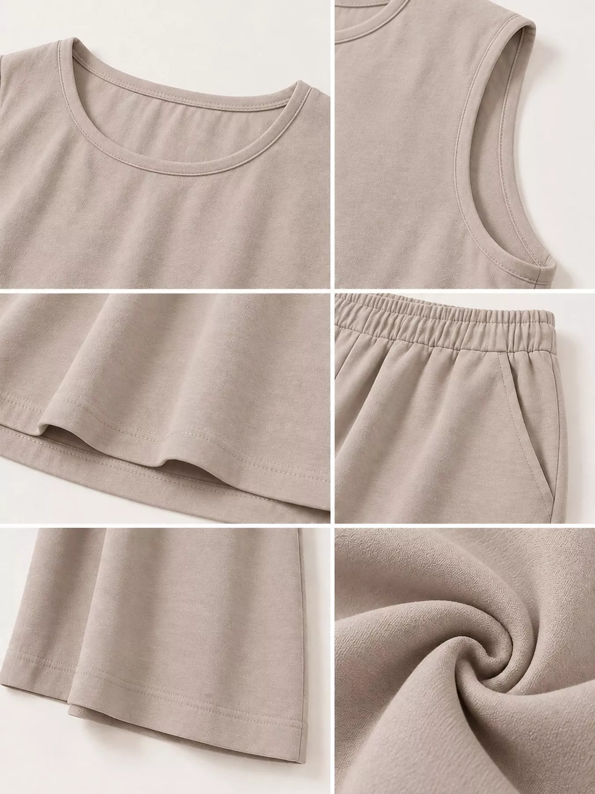 Sleeveless Tank Top and Wide-Leg Pants Set — construction details