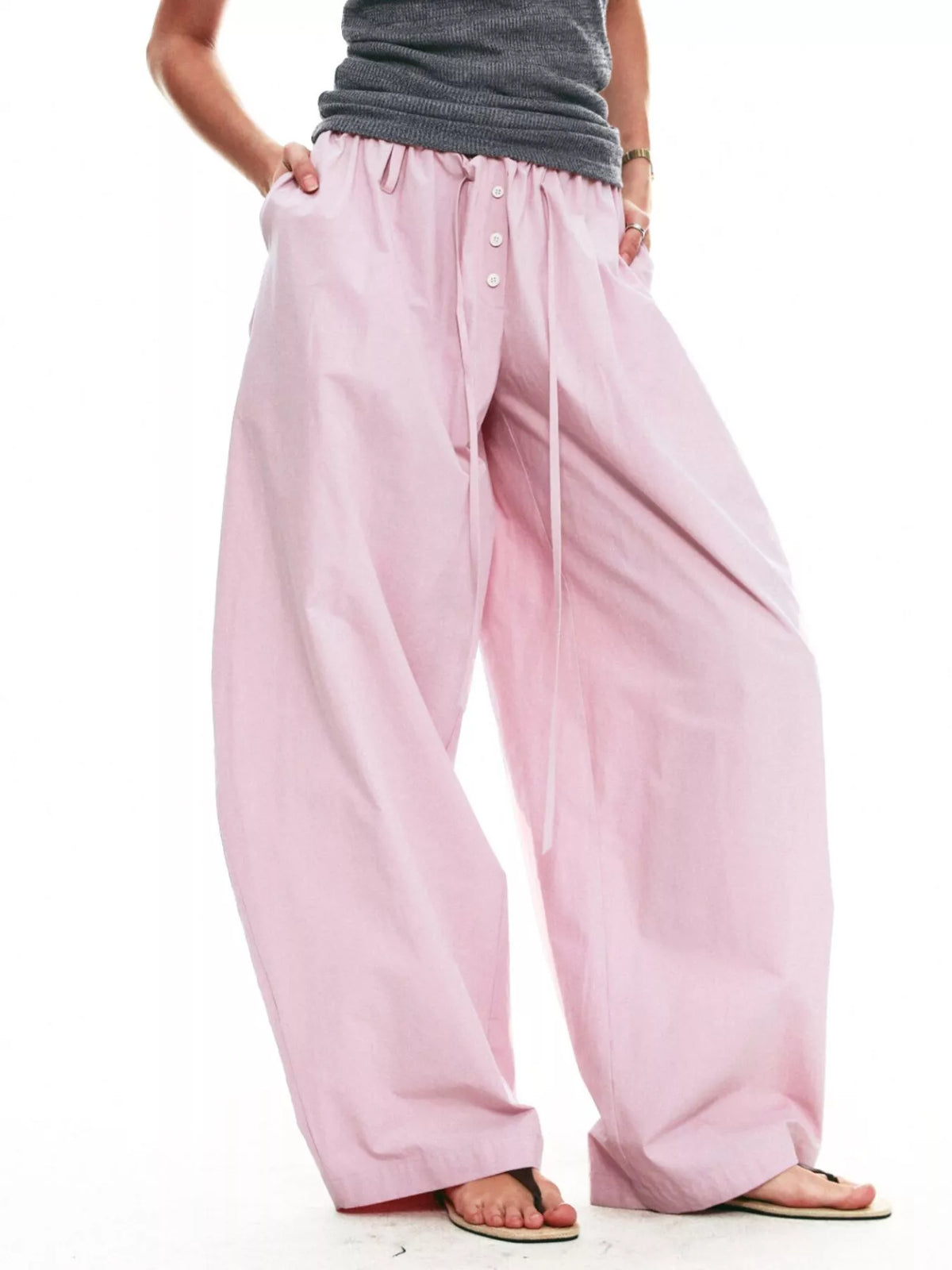 Drawstring wide-leg pants