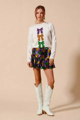 Trendsi SO ME Mardi Gras Checker Sequins Mini Skirt -