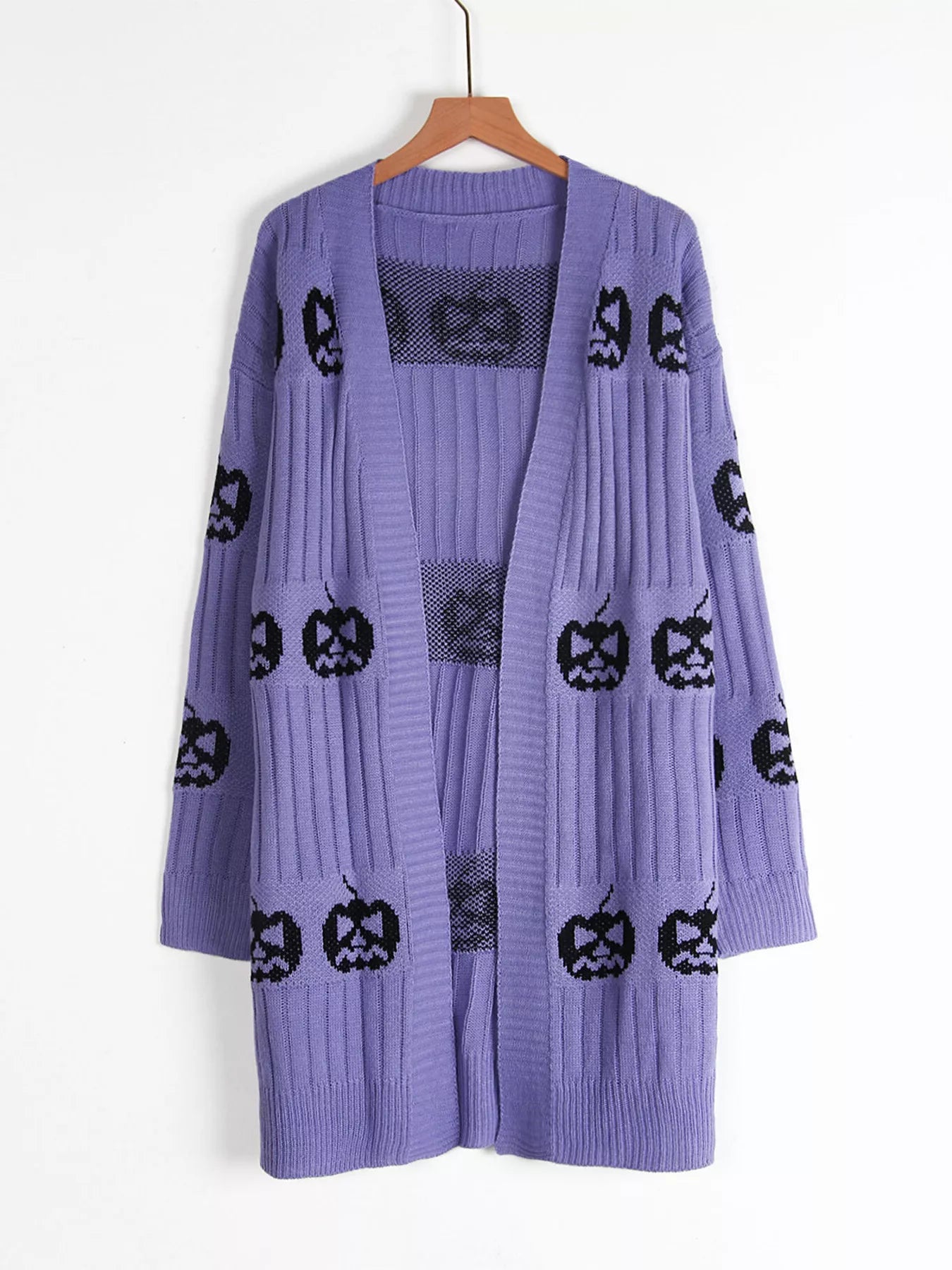 Trendsi Halloween Pumpkin Open Front Knit Cardigan -