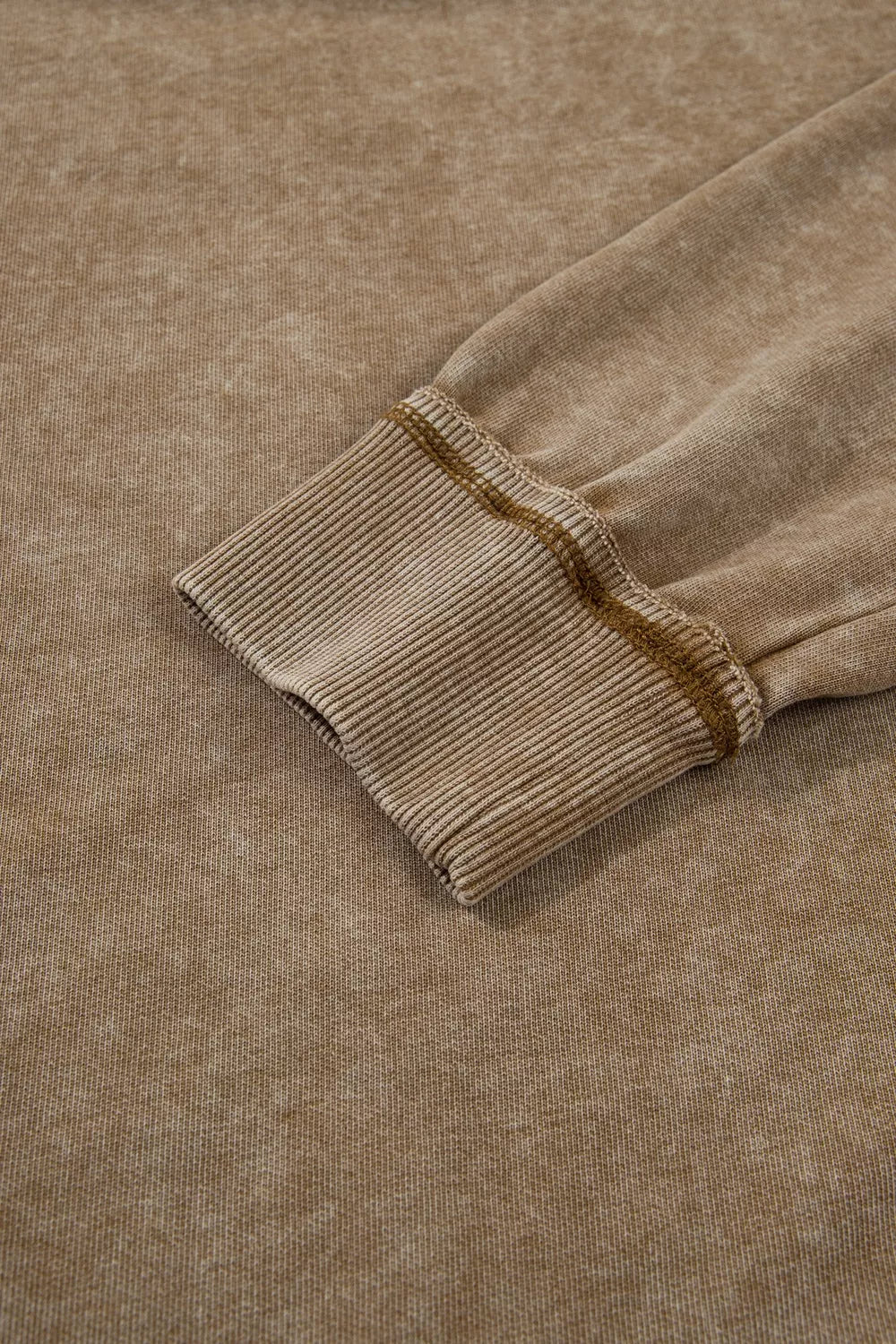 Washed High Neck Long Sleeve Sweatshirt — construction details