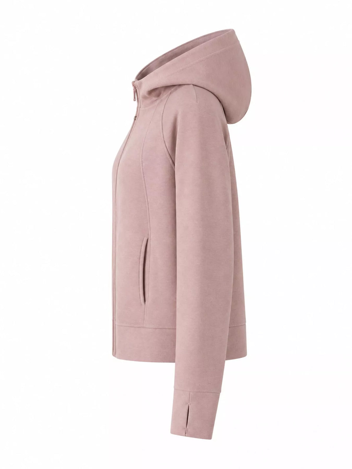 Pink full-zip long sleeve hoodie with pockets