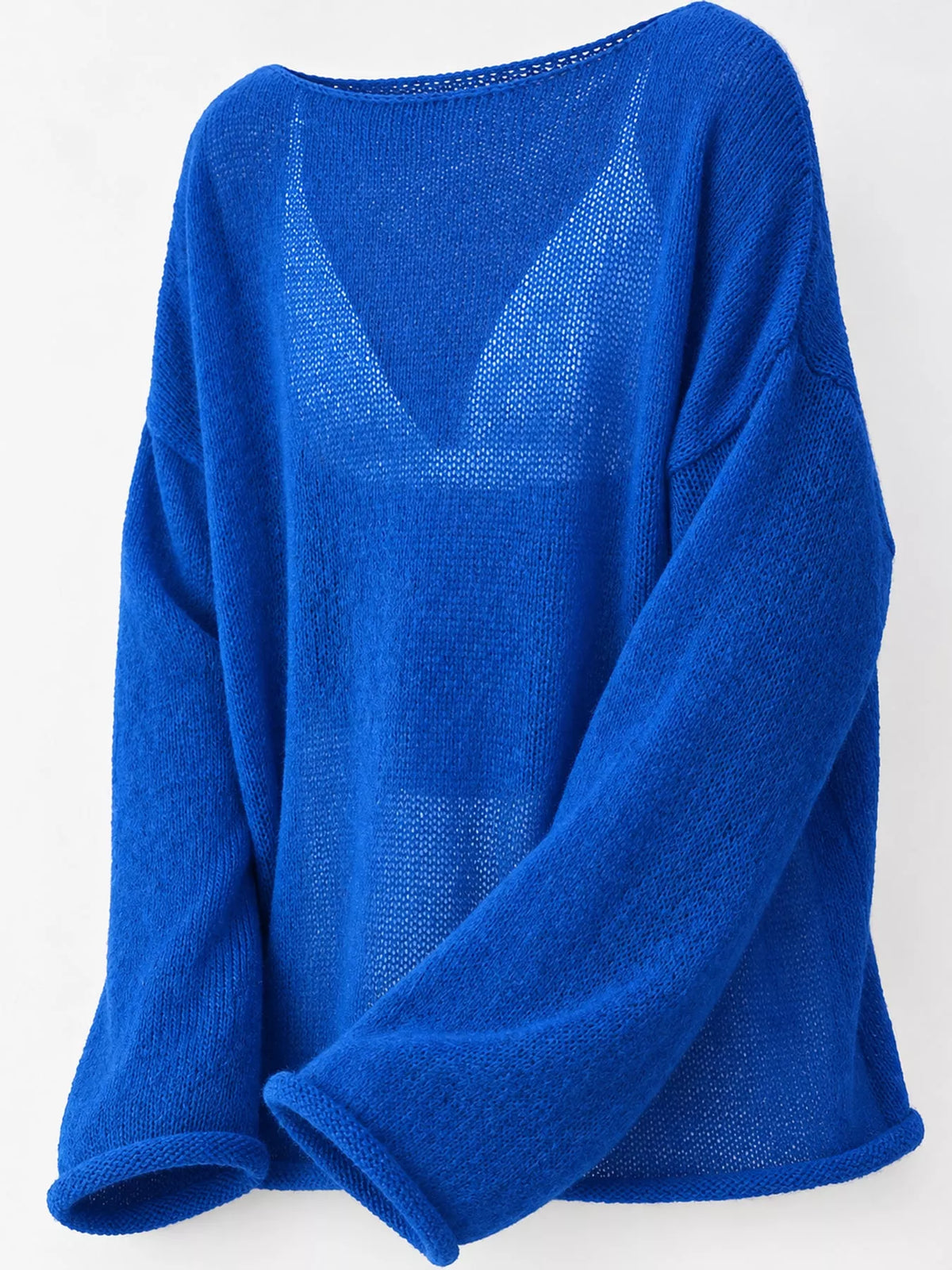 Knit cover-up, blue knit detail