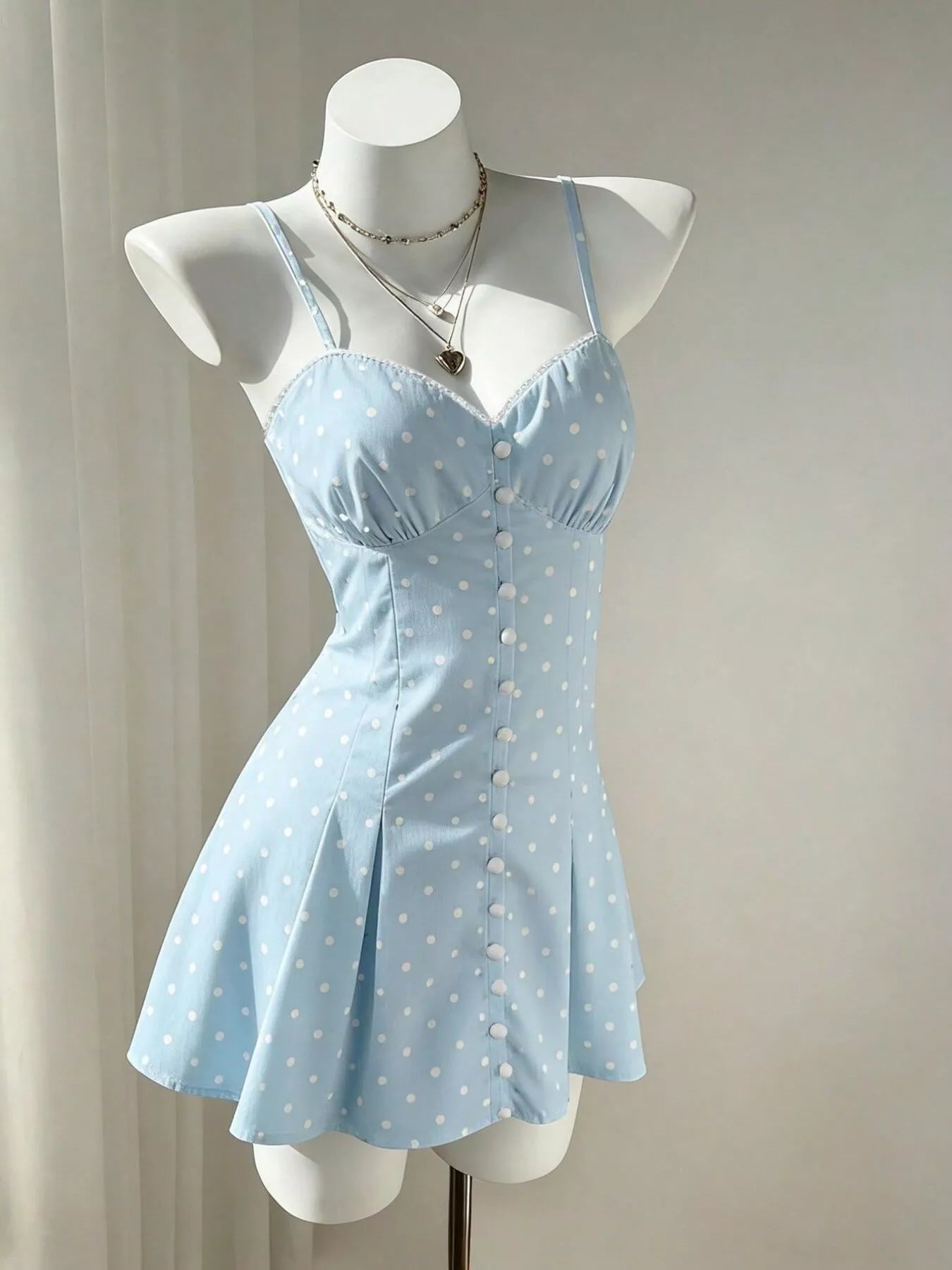 Trendsi Polka Dot Spaghetti Strap Mini Dress -