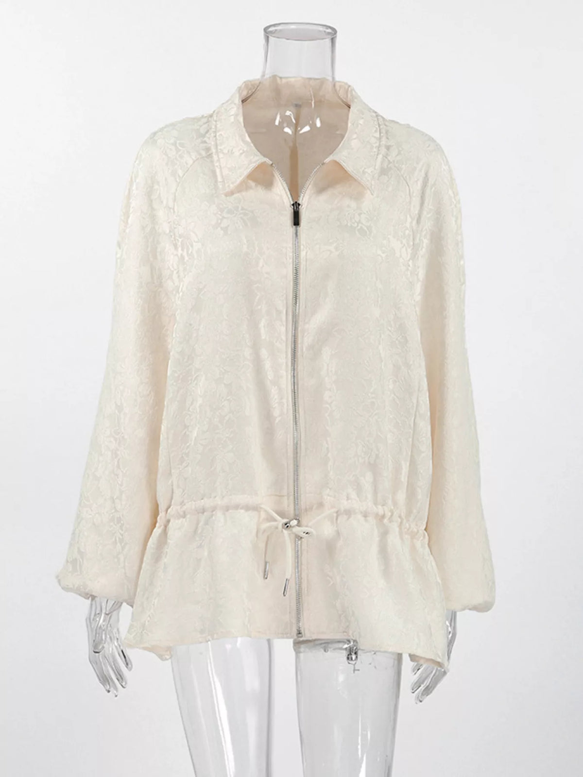 Trendsi Jacquard Zip-Up Peplum Jacket -