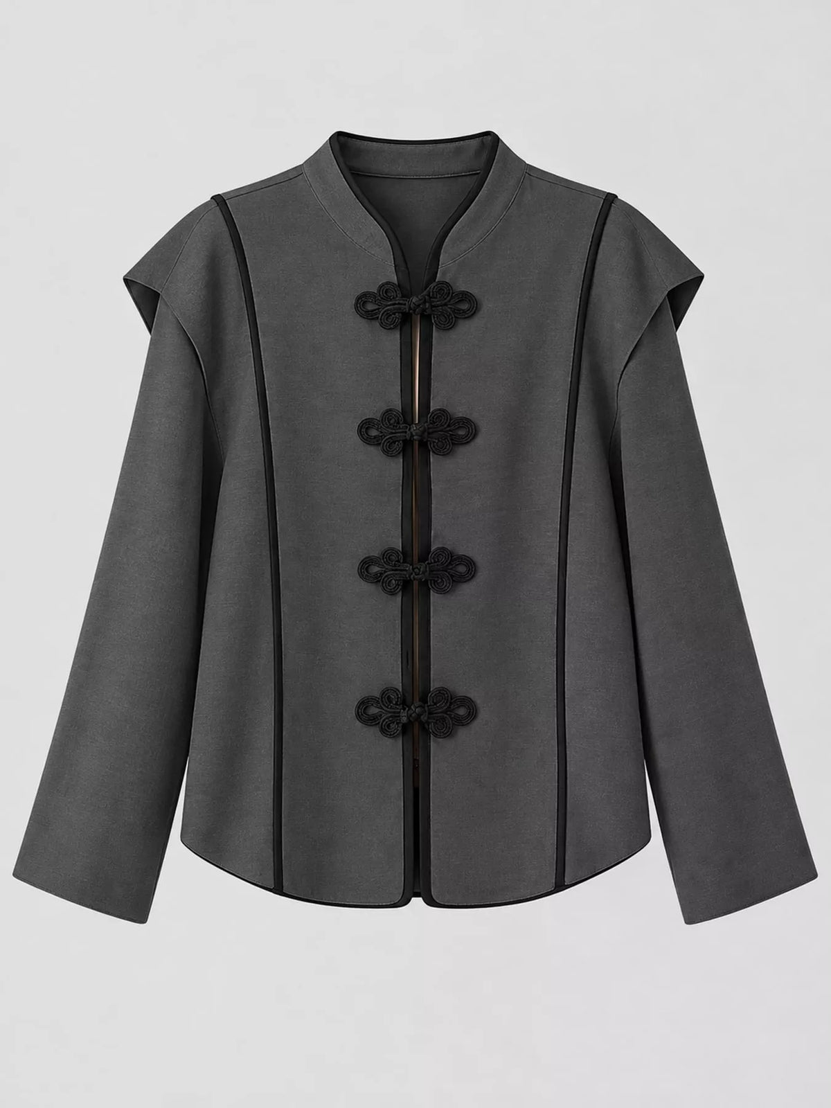 Gray chinese-style mandarin collar blouse