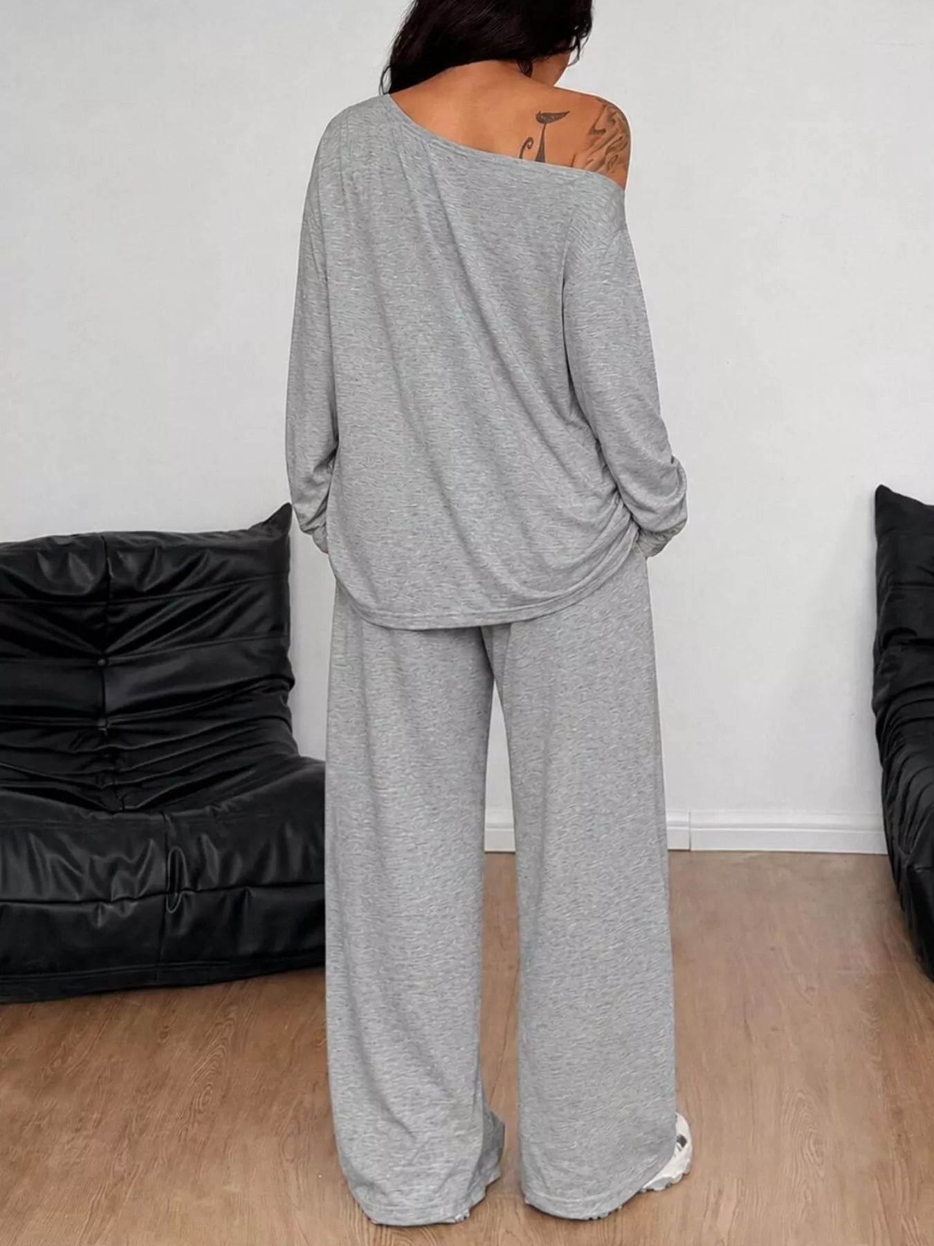 Trendsi Boat Neck Long Sleeve Top and Wide-Leg Pants Set -
