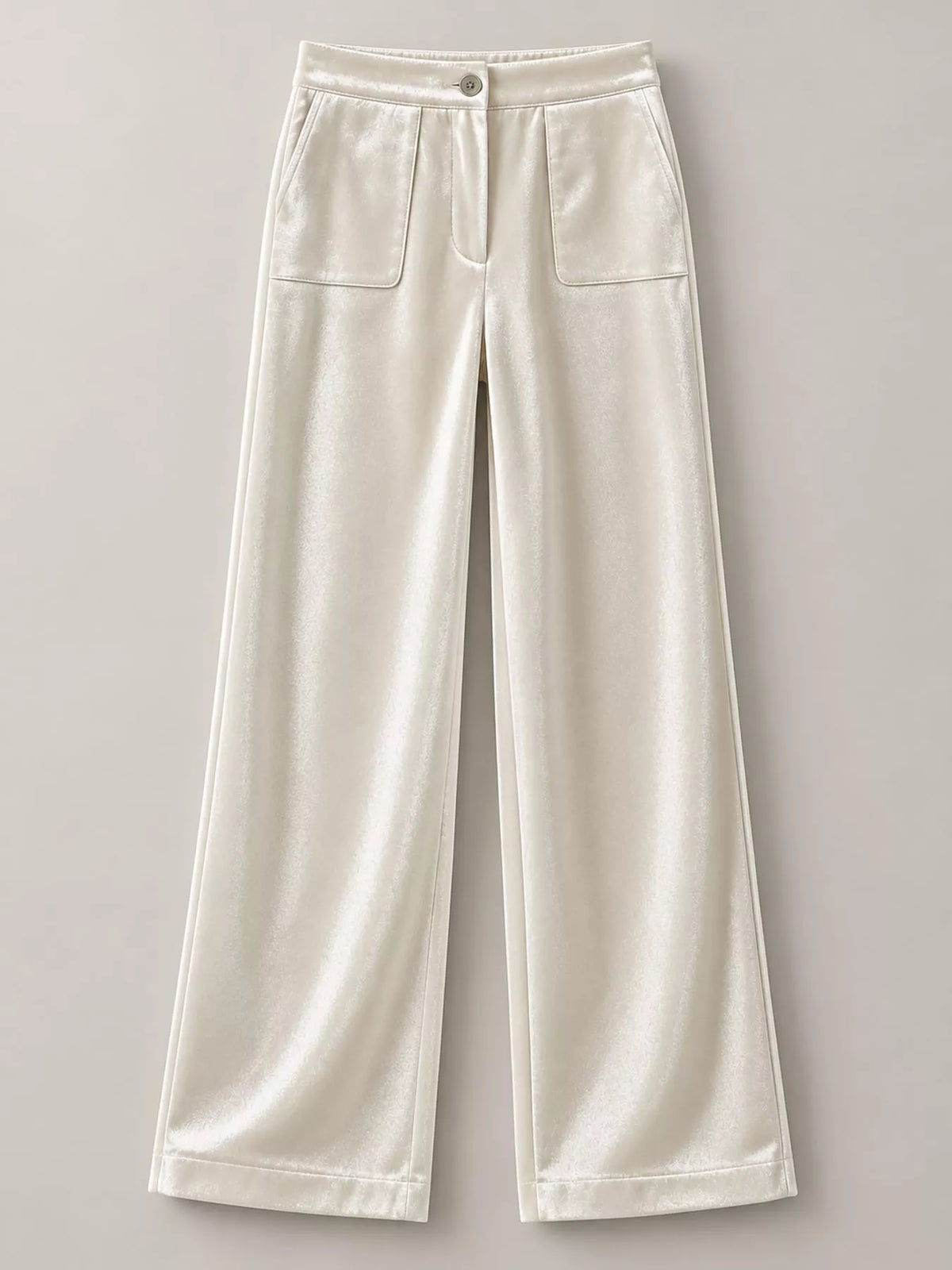 Off-white high-waisted wide-leg velvet pocket pants