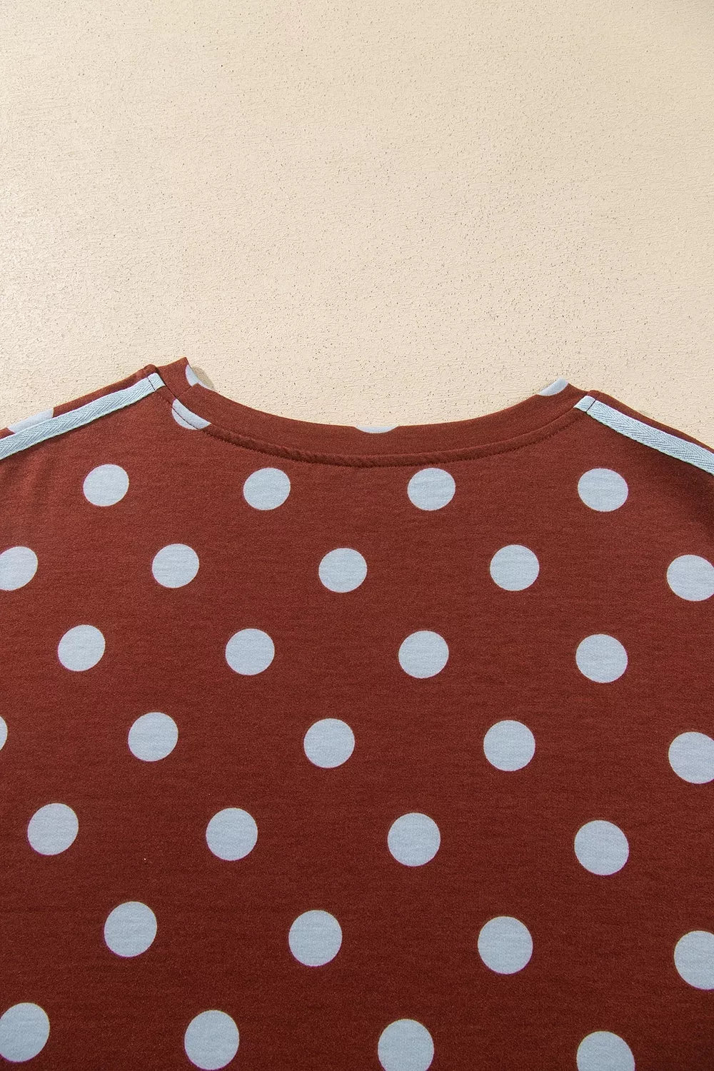 Brown polka dot side-stripe top and pants set