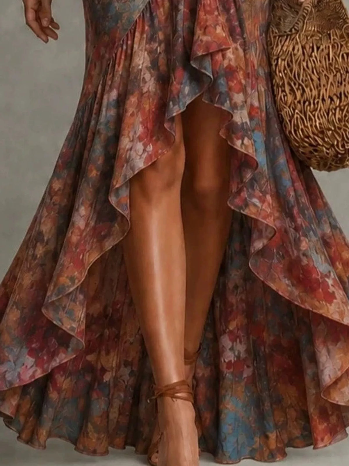 High-low maxi dress, multicolor high-low hem