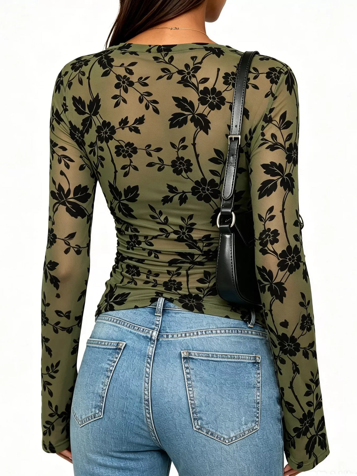 Trendsi Slim Fit Floral Print Long Sleeve Top -