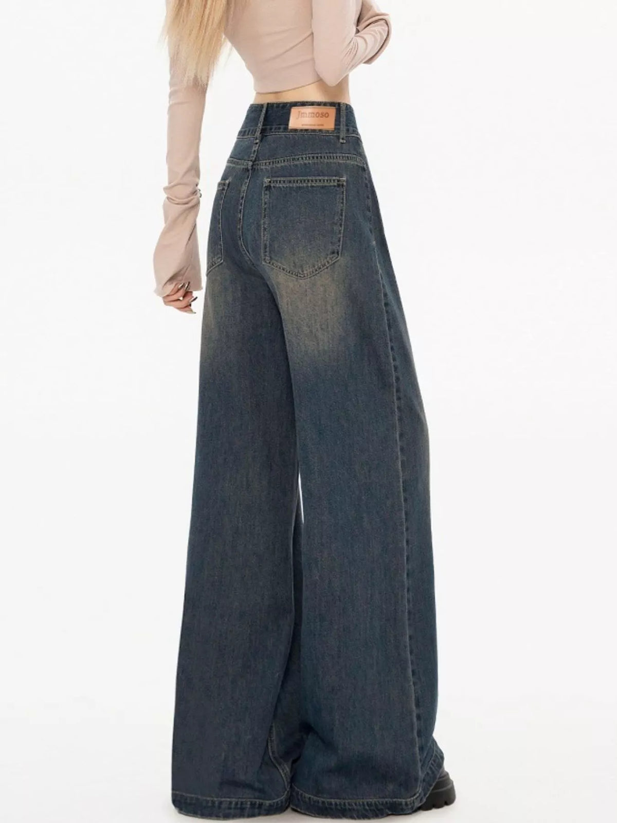 Wide-leg jeans, back view