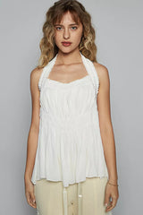 Trendsi POL Backless Halter Sleeveless Top with Smocking Shirring Detail -