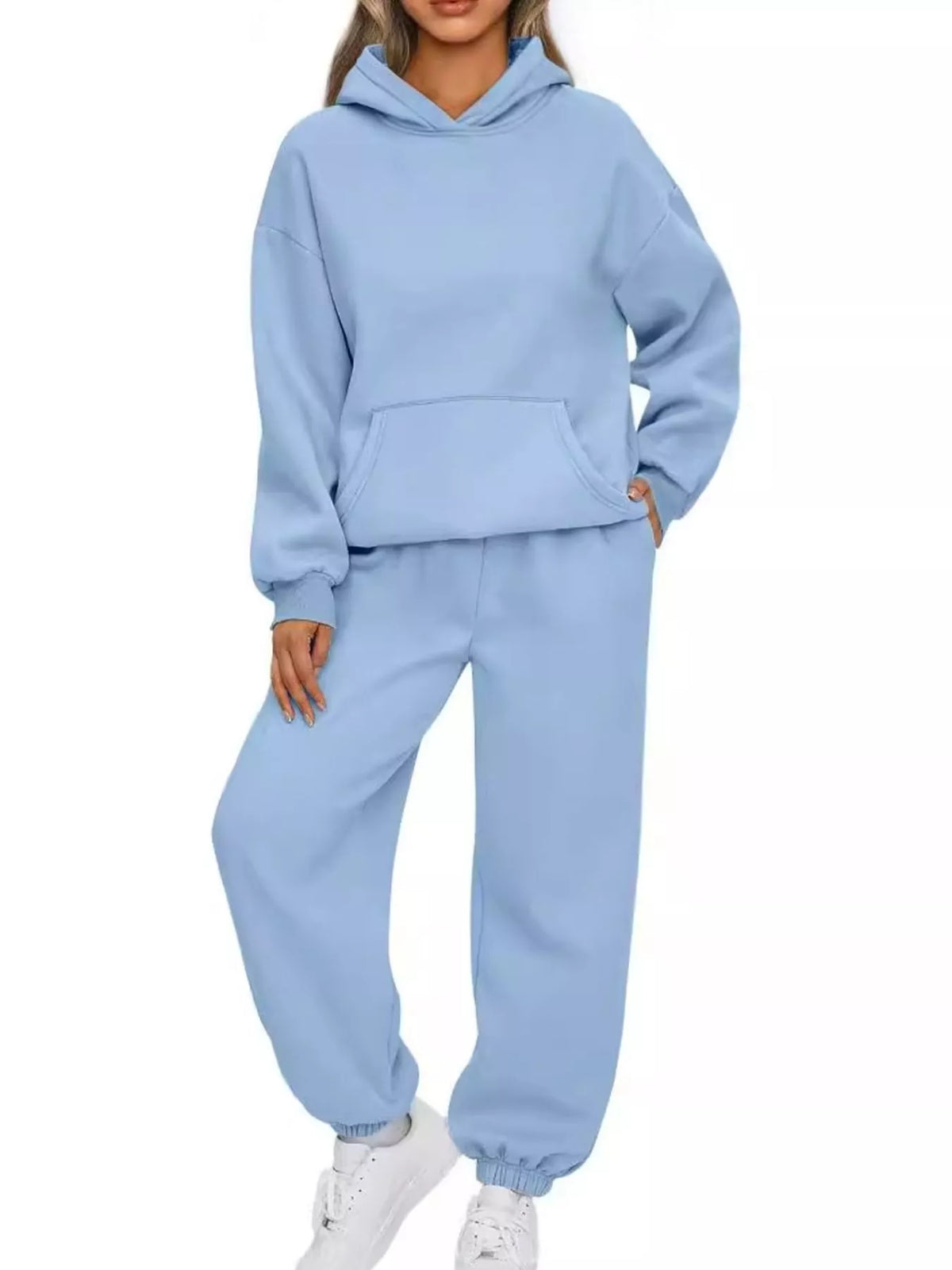Kangaroo Pocket Hoodie and Joggers Set — front view