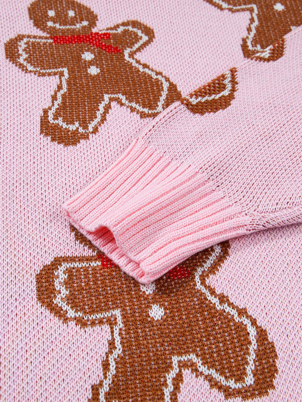 Gingerbread-pattern round-neck long sleeve sweater