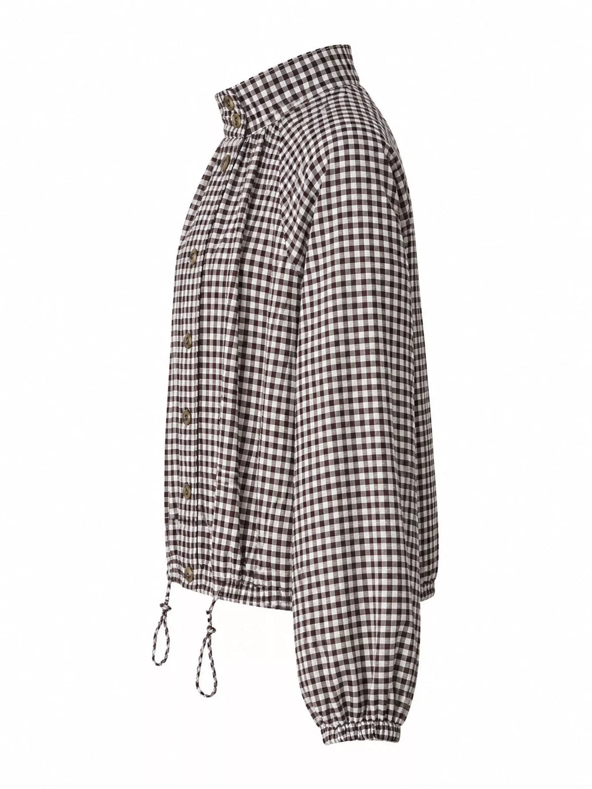 Gingham drawstring jacket, brown gingham side