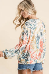 Trendsi BiBi Tie Dye Print Terry Pull Over -