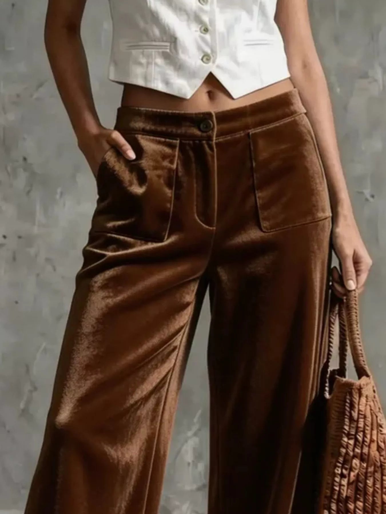 Trendsi Full Size Velvet Wide-Leg Pants Plus Size -
