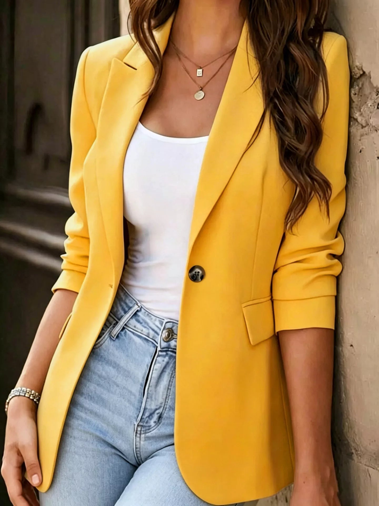 Trendsi Full Size Single-Breasted Lapel Collar Blazer Plus Size -