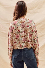 Trendsi SO ME Floral Print Button Front Sweater Cardigan -