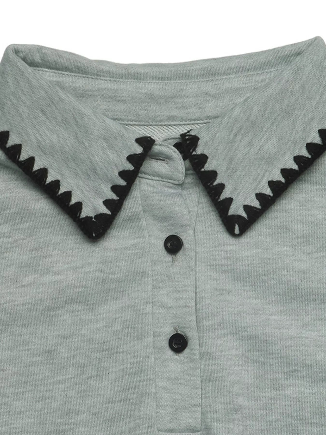 Trendsi Polo Collar Dropped Shoulder Sweatshirt -