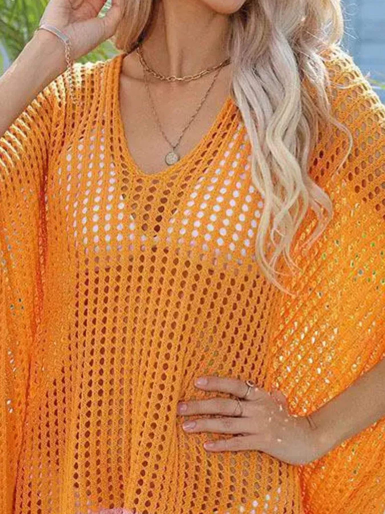 Trendsi Crochet Rainbow Trim Cover-Up Dress -