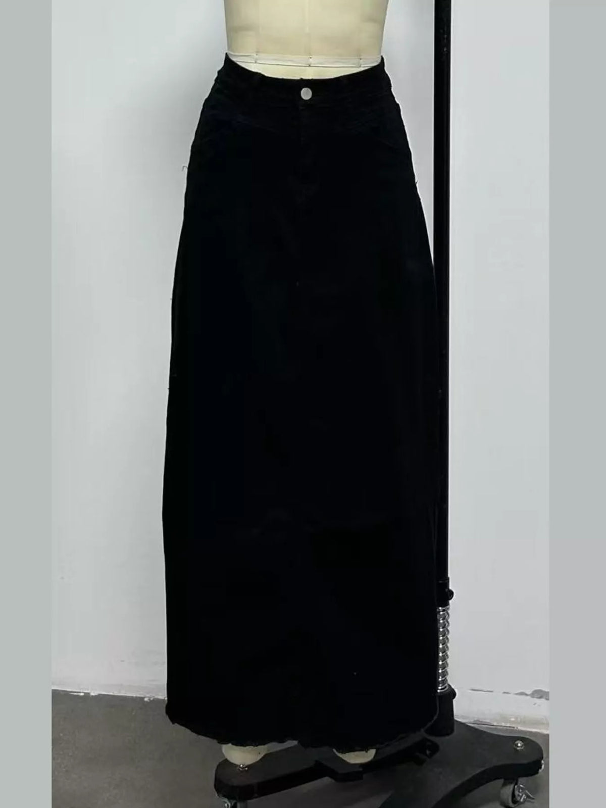 Raw Hem Maxi Denim Skirt — garment front