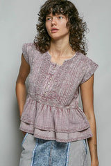 Trendsi POL Eyelet Embroidery Pintuck Sleeveless Cotton Blouse -