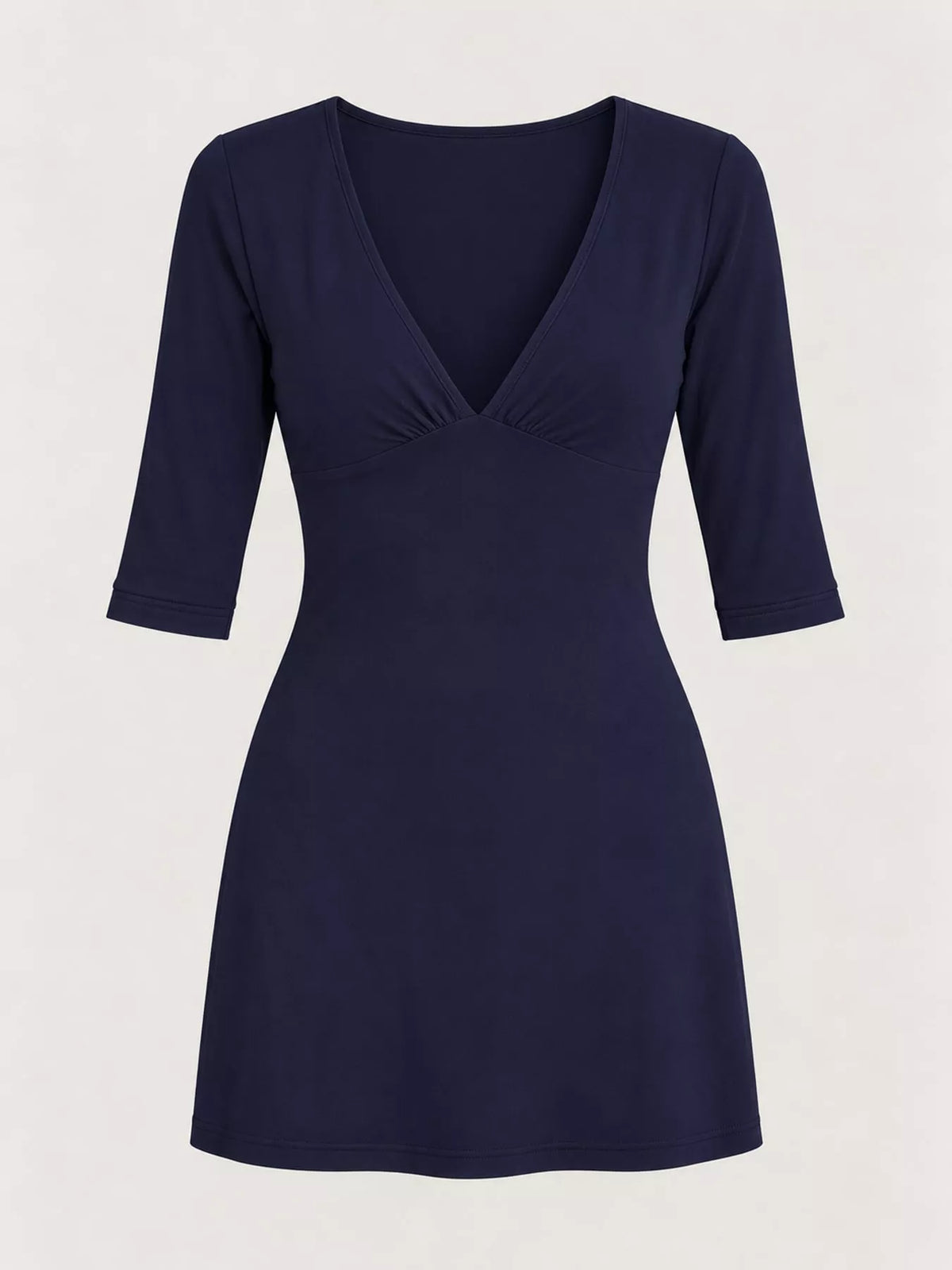 Plunging neck 3/4 sleeve mini dress, product view