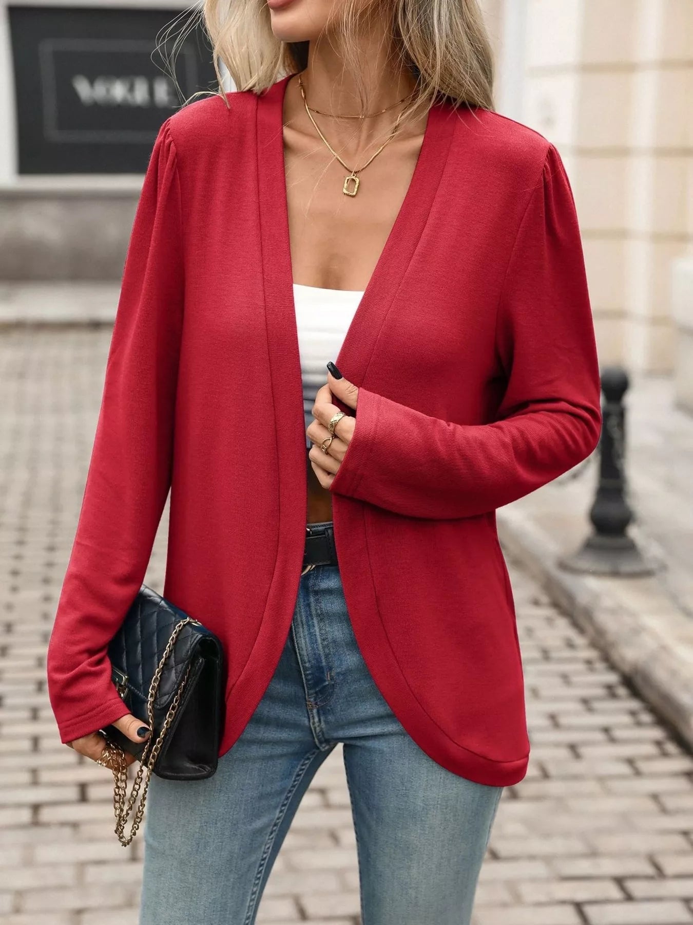 Trendsi Open Front Long Sleeve Cardigan -