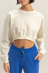 Trendsi HYFVE Crew Neck Long Sleeve Crop Sweatshirt -