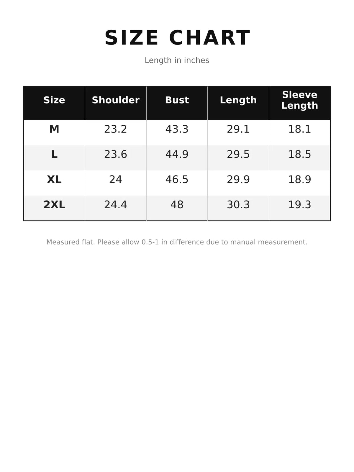Size chart for oversized plaid fleece-lined brushed shirt
