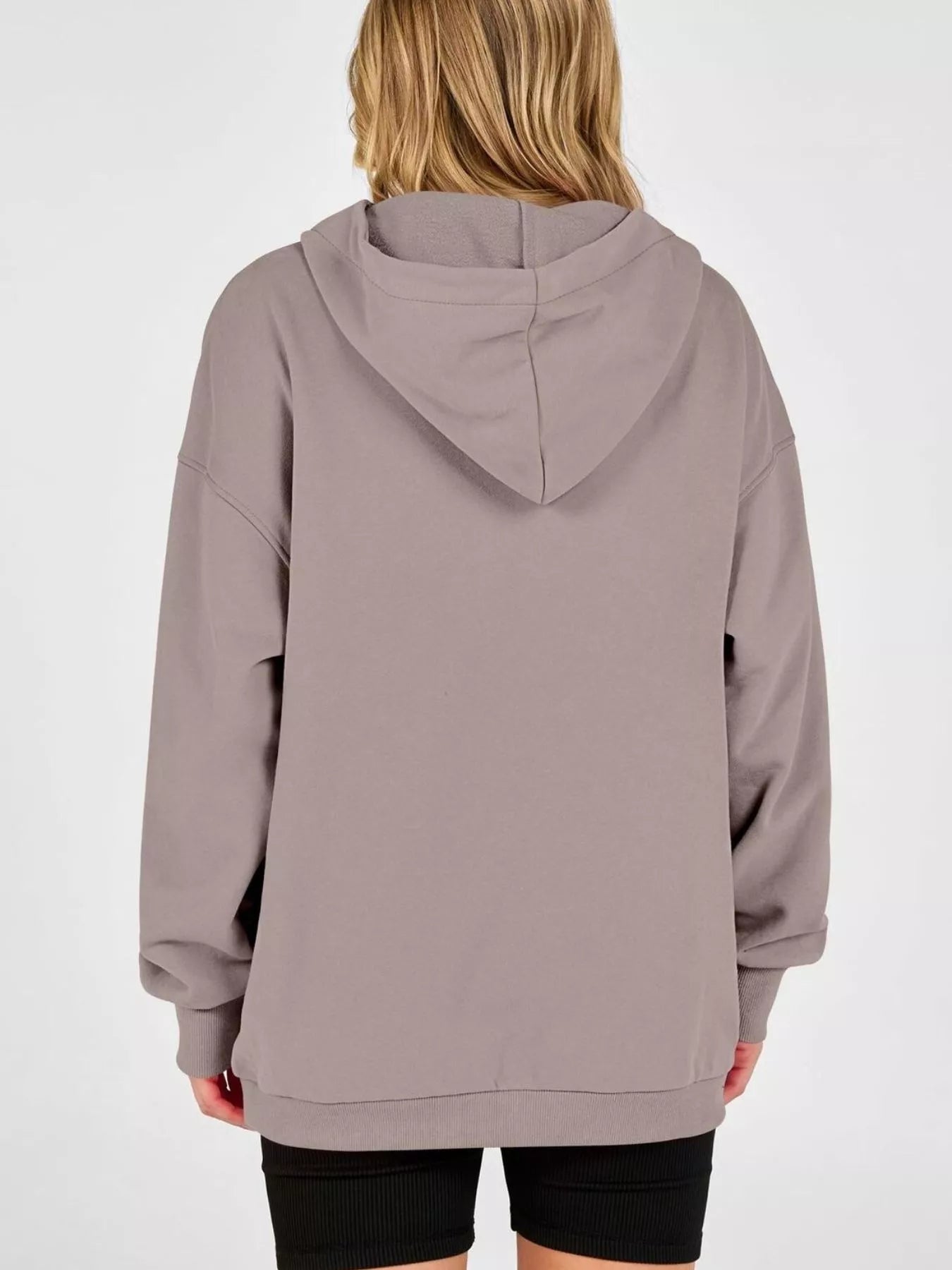 Trendsi Half Snap Dropped Shoulder Hoodie -