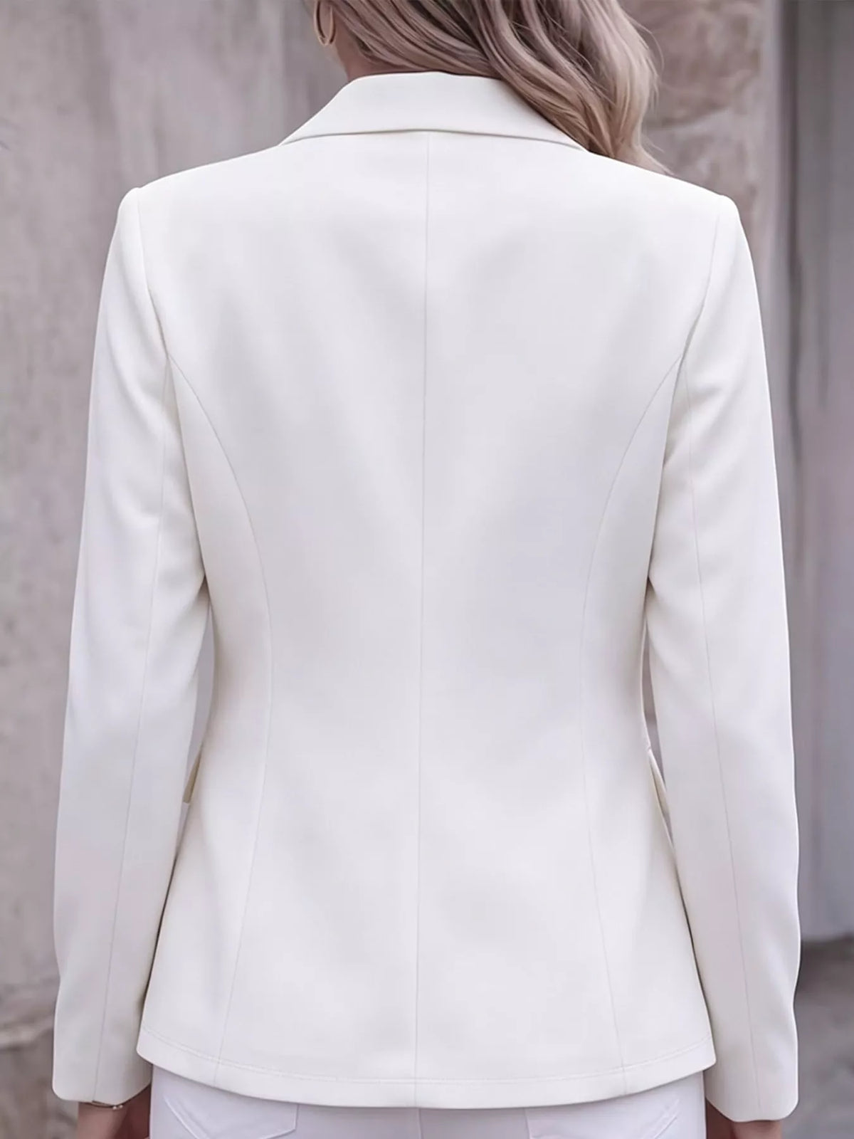 Collared long sleeve blazer, back view